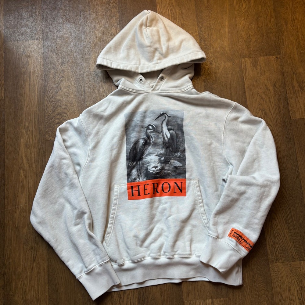 Heron Preston Authentic Mens Birds Big Print Quality Graphic Hooded Sweatshirt